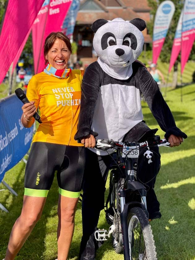 Earley Panda meets TV star on Sussex training ride