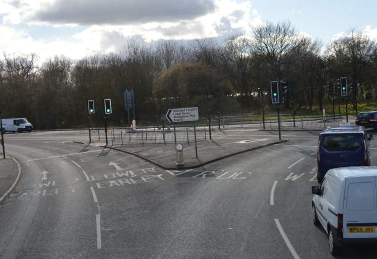Police are appealing for witnesses after a dangerous driver was seen jumping lights in the Lower Earley and Woodley areas, including at the Showcase Roundabout Picture: Phil Creighton