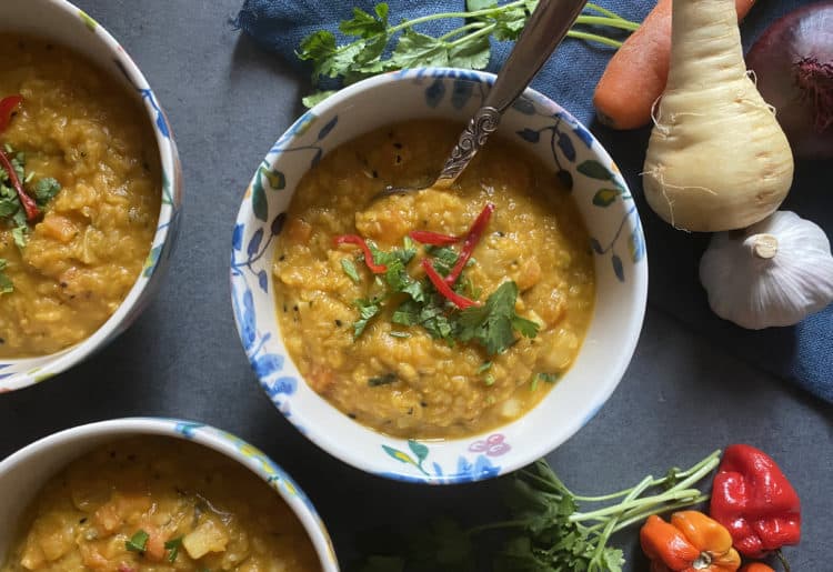 Root vegetable Dahl from Freely Fruity