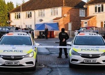 Forsenic police are at Romany Lane in Tilehurst after a man died on Sunday night Picture: Steve Smyth