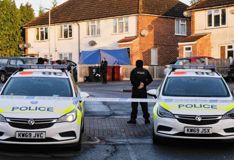 Forsenic police are at Romany Lane in Tilehurst after a man died on Sunday night Picture: Steve Smyth