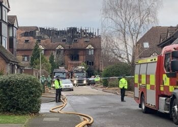 Around 50 firefighters were at the scene tackling the blaze. Picture: Jess Warren