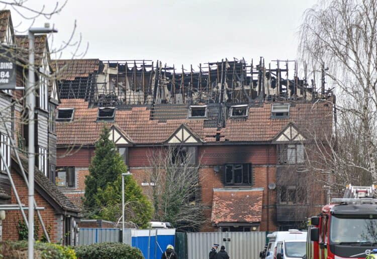 The scene of the fire in Rowe Court on Saturday. Picture: Steve Smyth
