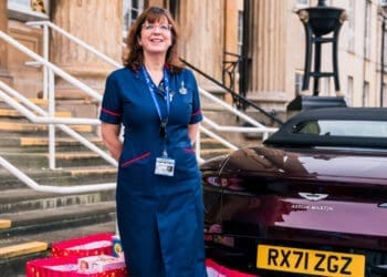 Presents delivered to the Royal Berkshire Hospital by Aston Martin Reading