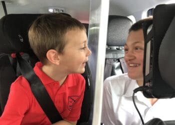 Volunteers at Remap Berkshire made a screen for George.