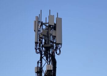 A 5G phone mast tower in Reading's Palmer Park