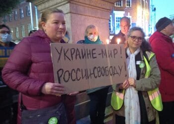 A vigil for Ukraine was held in Reading town centre on Friday, March 4 Picture: Jake Clothier