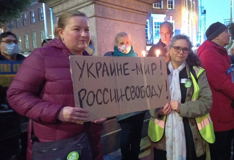 A vigil for Ukraine was held in Reading town centre on Friday, March 4 Picture: Jake Clothier
