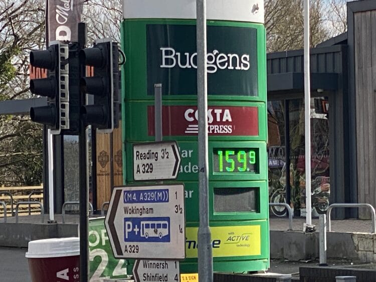 The price of a litre of unleaded at the BP on Wokingham Road at Winnersh is now 159.9p - and diesel is 169.9p