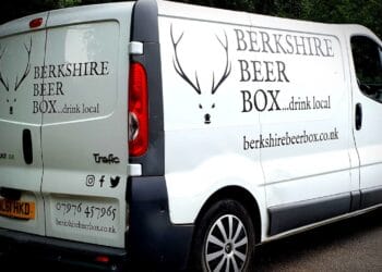 A Berkshire Beer Box van, featuring the stag logo.