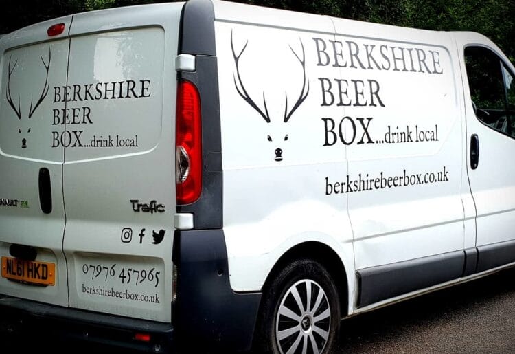 A Berkshire Beer Box van, featuring the stag logo.