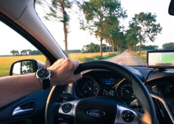 A view through a car windscreen