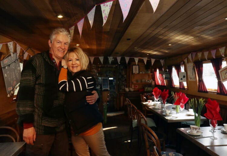 Andrew Craig and Lesley Banks, owners of Whittington's Tea Barge
