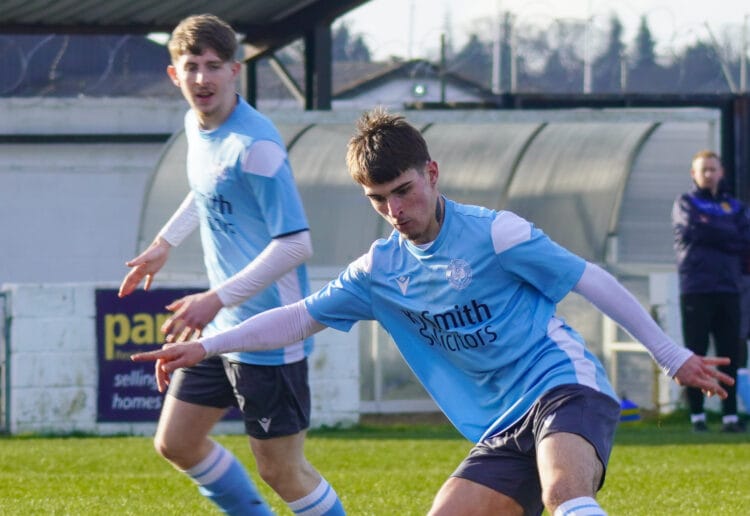 Goalscorer Kaylum Barlow and Cairan Carolan Picture: Peter Toft