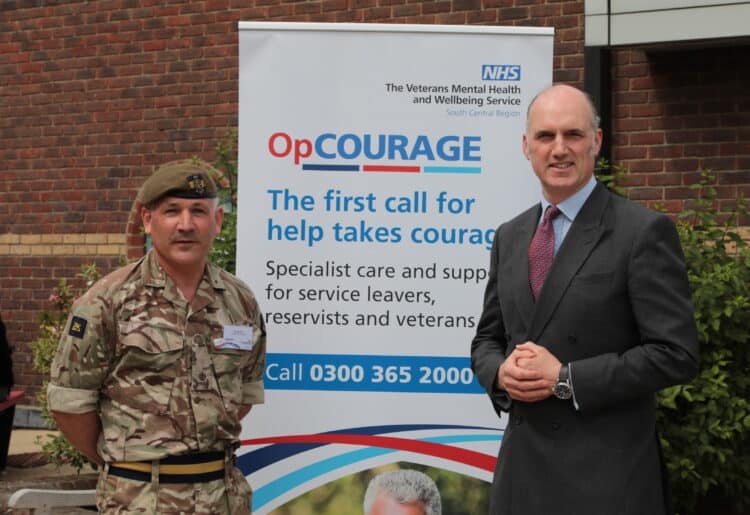 The Minister of Defence for People and Veterans Leo Docherty (Conservative, Aldershot) taking part in a roundtable discussion with veterans who have accessed the OpCourage service, peer support workers and mental health experts. Credit: Berkshire Healthcare Trust