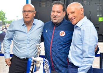 Reading FC legends match - Brian McDermiott (left), Steve Coppell (right) Pictures: Steve Smyth