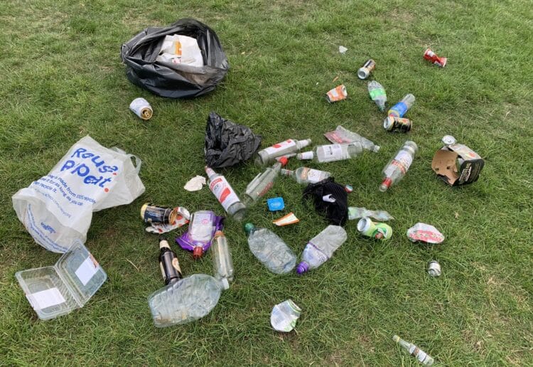 A number of bottles and cans were left behind after a recent party Picture: Isobel Ballsdon