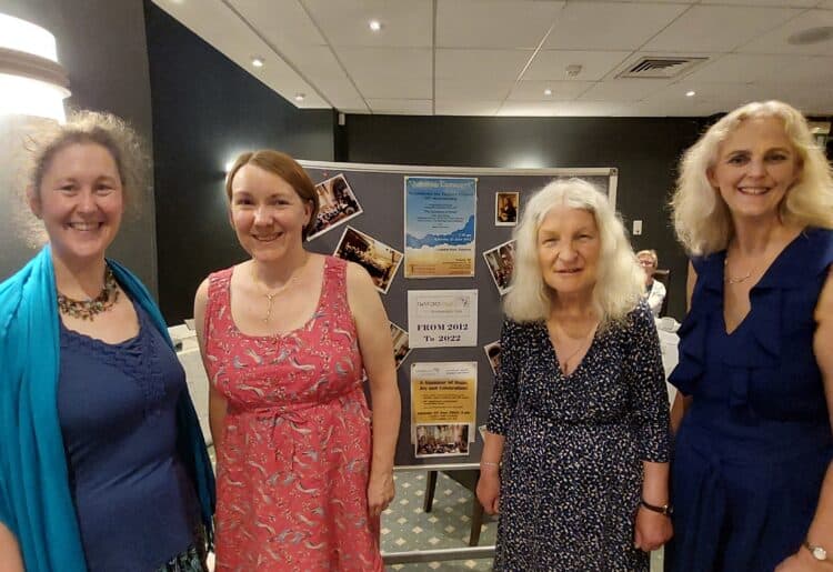 Twyford Singers? musical director Helen Styles, accompanist Judith Creighton, member since 1985Kathleen Cosnett, and chair Ann Pearce.