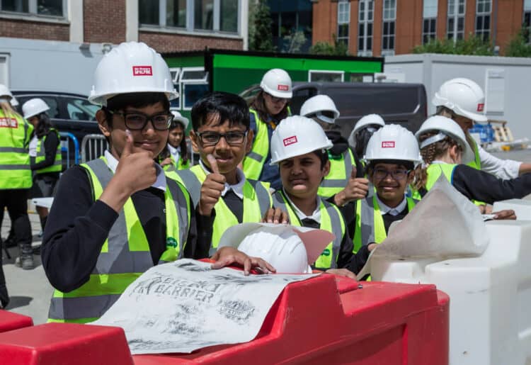 Year 6 students were invited to tour the construction site and create artwork from materials rubbings, which will inspire pieces to be used as part of the time capsule project. Picture: Courtesy of Redwood Consulting