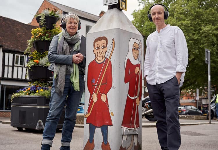 Fiona Talkington with Richard Bentley at the launch of Reading's new Heritage walking trails