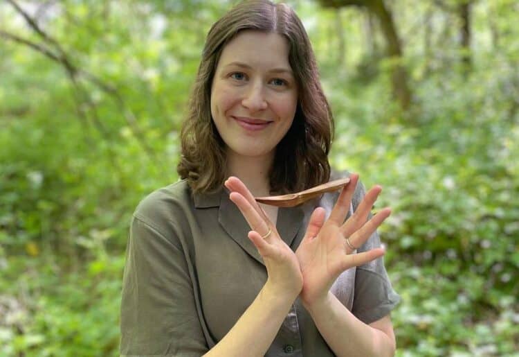 Rachael has been carving for over two years, and would like to own a workshop of her own. Picture: Courtesy of Rachael Moreland, via @RachaelCarves on Instagram