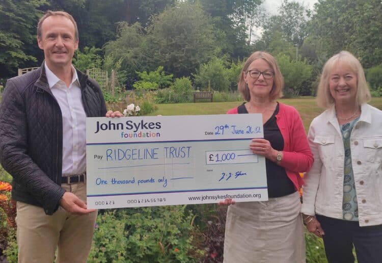 DONATION:  John Sykes, Founder & Chair of Trustees, John Sykes Foundation, Sara Uren Chair and Trustee of Ridgeline Trust and Ros Richards, Trustee