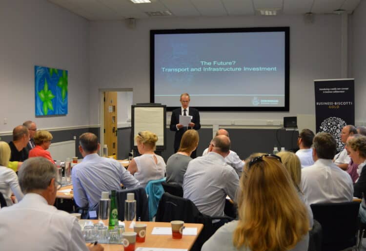 Business Biscotti Wokingham Positive Difference meeting Easthampstead Park Conference Centre - Graeme Hobbs addresses the meeting