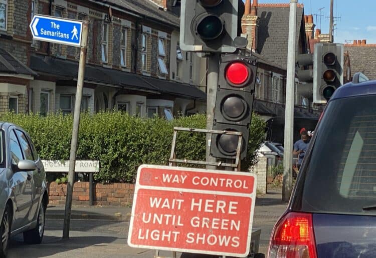 The temporary lights at the junction of London Road with Cholmely Road will take up to five months to fix Picture: Phil Creighton