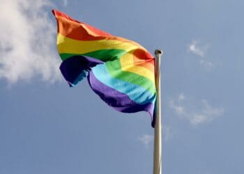 A rainbow Pride flag