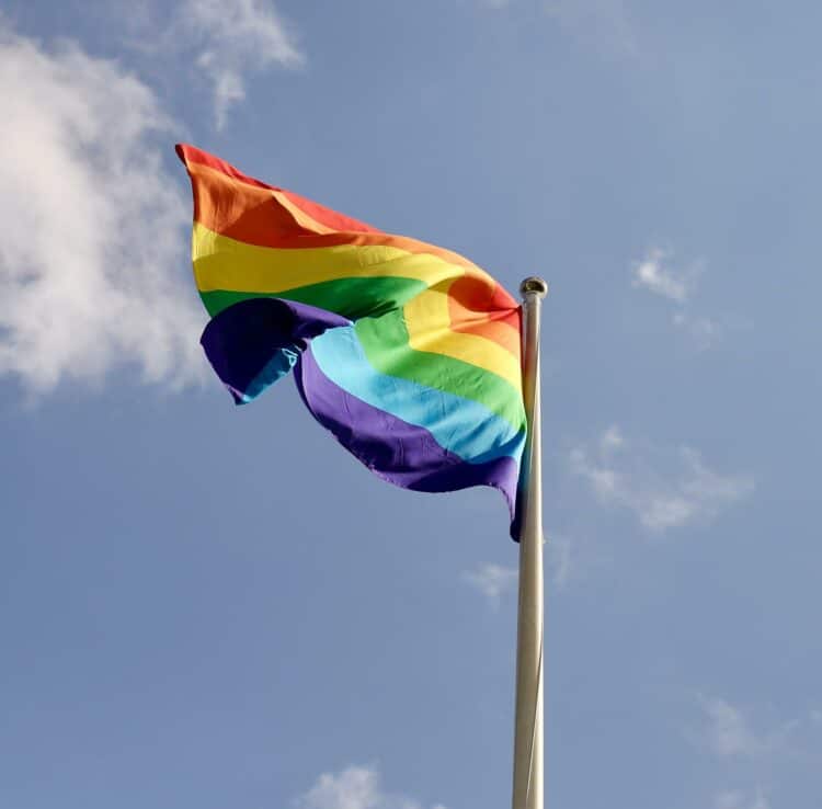 A rainbow Pride flag