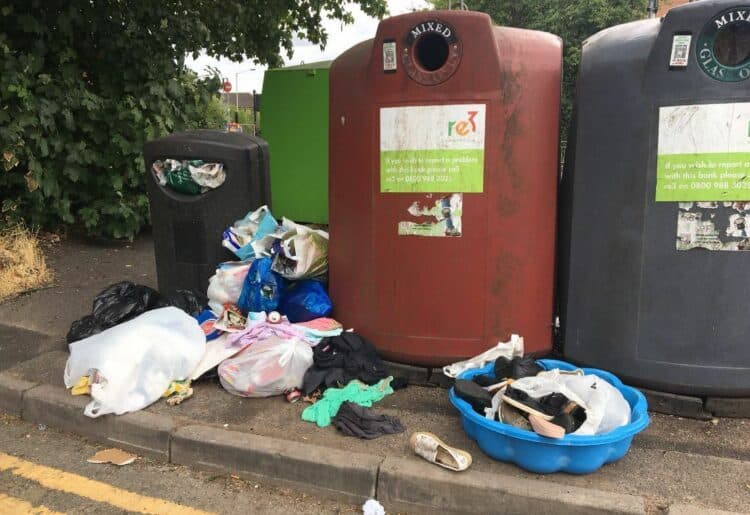 Flytipping at the bottle banks at St Pau\'s Court in West Reading. Picture: Nick Fudge
