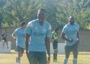 Woodley United's Sid Gbla celebrating the winning goal Picture: Peter Toft