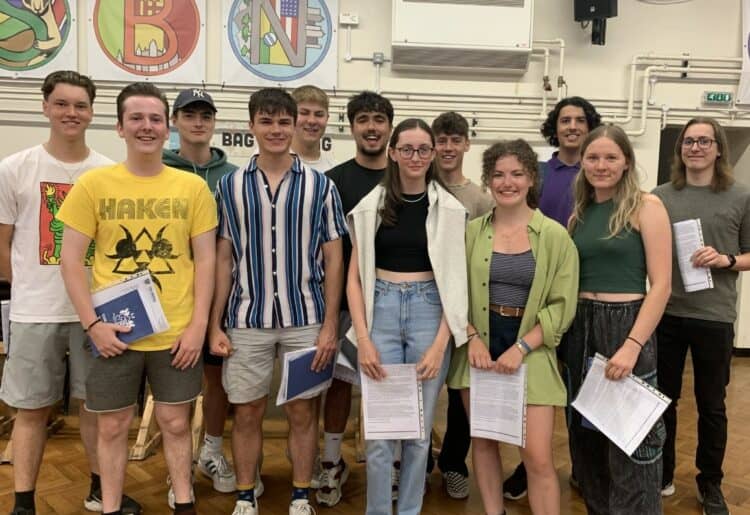 Sam, Cameron, Jacob, Zach, Tom, James, Sarah, Calum, Sophie, Kiran, Sadie, and Kyle from The Willink collect their results. Picture: Courtesy of the Willink School