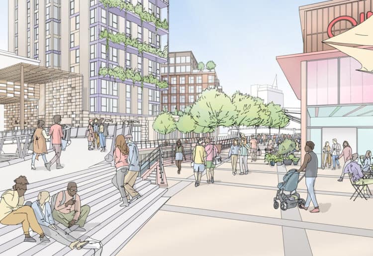 What the east side of The Oracle would look like if its owning company Hammerson\'s plans are taken forward. Picture: Hammerson