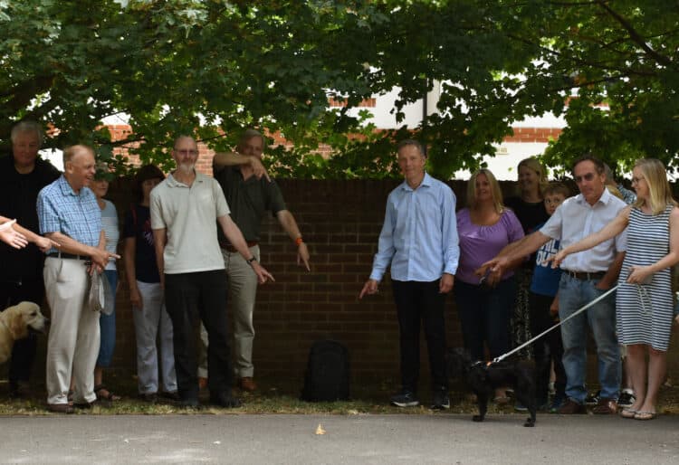Neighbours and Matt Rodda, the Labour MP for Reading East, celebrating the defeat of a plan for a 5G mast in Kidmore Road, Caversham. Credit: Office of Matt Rodda MP