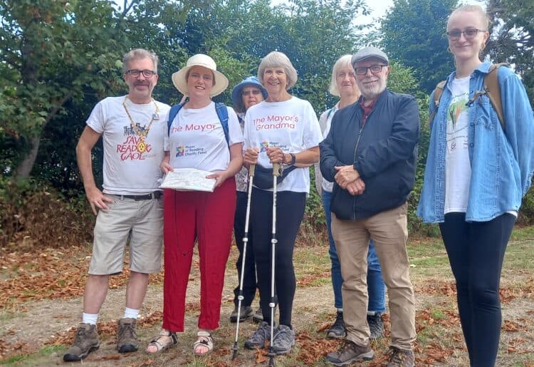 The Mayor of Reading, Cllr Rachel Eden, setting off from Pierces Hill, where the third leg of the boundary walk begins.