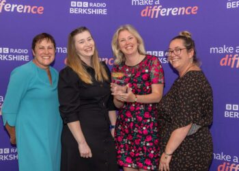 Berkshire Vision pick up their finalist's trophy. Picture: Laura Bennetto, Courtesy of BBC Berkshire