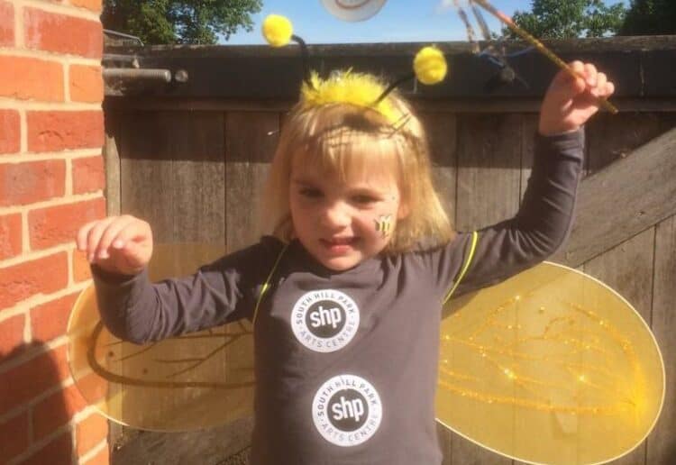 Lia McCormack dressed like a bee for the Bracknell Together Walk