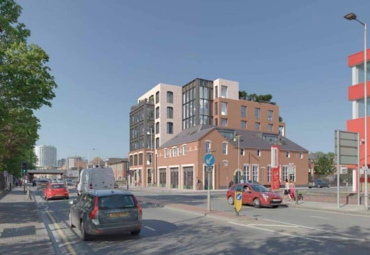 A CGI of the plan to replace Drews the Ironmongers in Caversham Road, Reading with a 29 home apartment block. Credit: JTP Studios