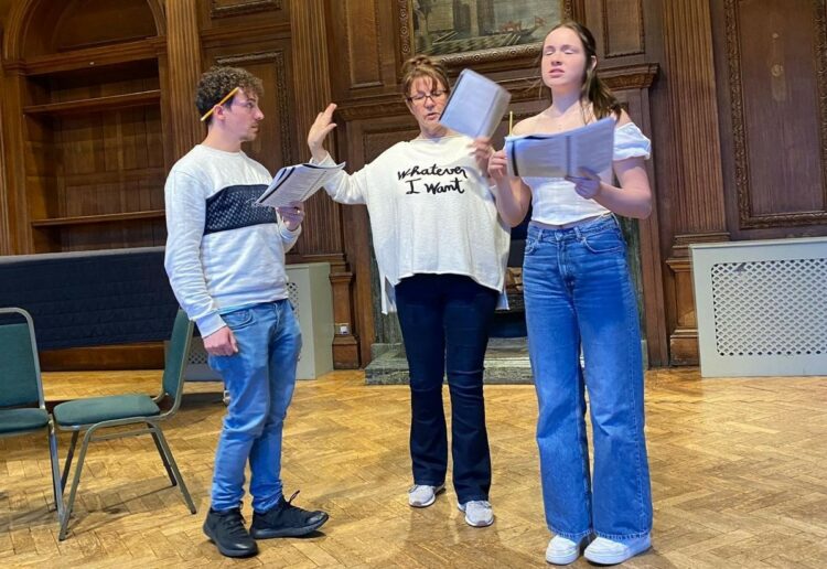 The cast of Hay Fever rehearsing Picture: South Hill Park