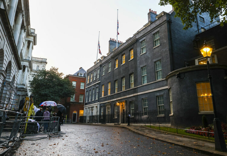 The Union Flag at Downing Street is flying at half mast this evening Picture: Rory Arnold / No10 Downing Stree