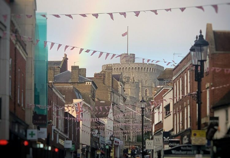The Union Flag flying at half mast in Windsor this evening Picture: Thames Valley Police