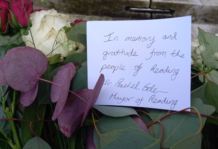 Tributes have been left in memory of the Queen at the foot of a statue of Queen Victoria in Reading Picture: Jake Clothier