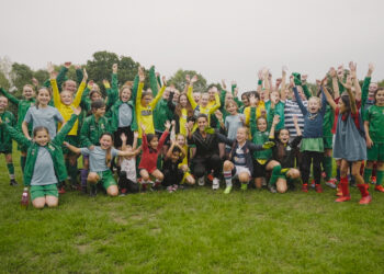 Fara Williams visited girls at Laurel Park in Lower Earley as part of M&S Food's Eat Well, Play Well campaign