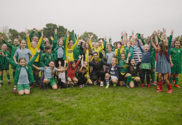 Fara Williams visited girls at Laurel Park in Lower Earley as part of M&S Food's Eat Well, Play Well campaign