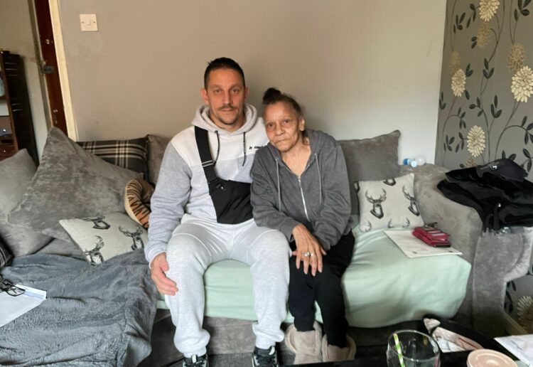 Keron Porter and his mother at the mould stricken flat in Reading. Picture: Local Democracy Reporting Service