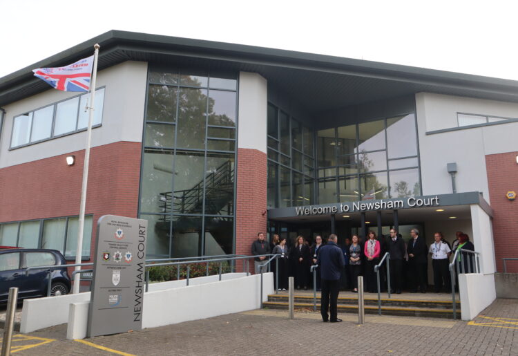 Members of the Berkshire Fire and Rescue Service line-up for a two-minute silence on 999 day