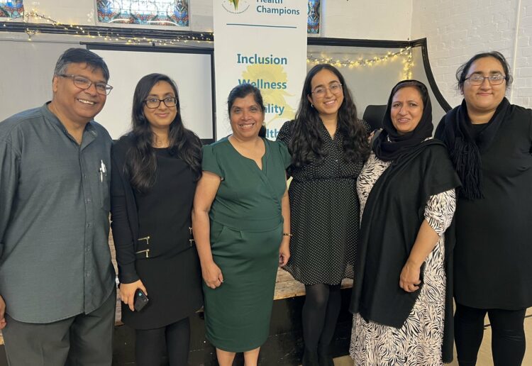Organisers of the well-being, health and vaccination event (from left) George Mathew, Zara Mansur, Alice Kunjappy-Clifton, Warda Masur, Aneela Mansur and Zoya Mansur are committed to tackling vaccine hesitatancy among ethnic minority communities. Picture: Ji-Min Lee