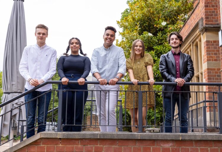 The RUSU officers: (From left) Oscar Minto (education), Jem McKenzie (inclusion and communities), Sheldon Allen (president), Poppy Lindsey (welfare) and Harry Everitt (activities and opportunities). Picture courtesy of RUSU