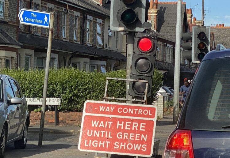 The temporary lights at the junction of London Road with Cholmely Road will take up to five months to fix Picture: Phil Creighton